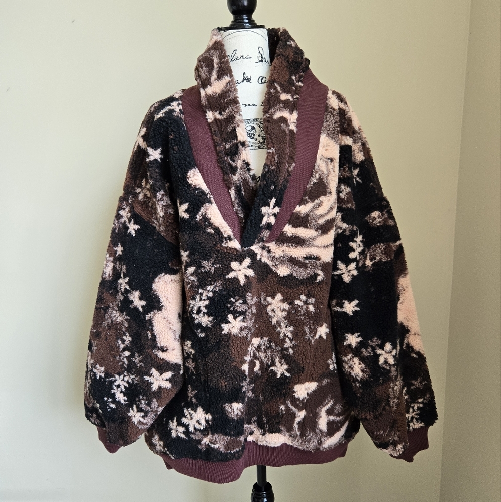 Free People Floral Bomber Jacket - Black, Brown, Pink